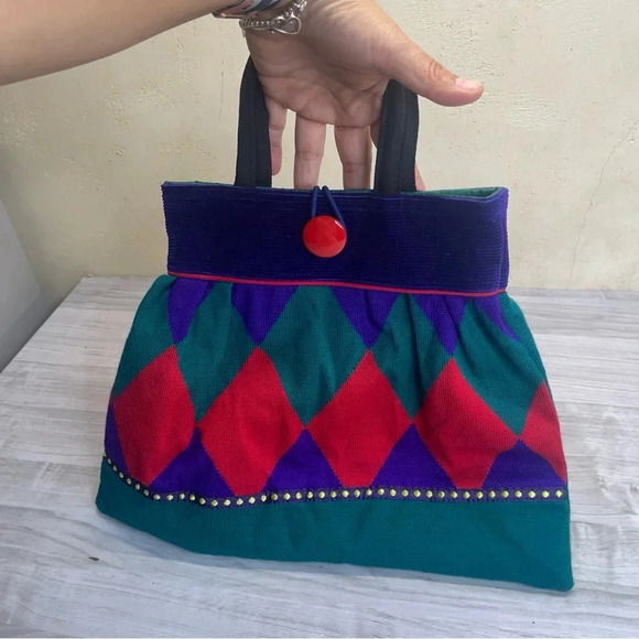 Pauline Poluschka One of a Kind Handbag Vintage Corduroy Fabric Vintage Purse - Picture 9 of 12